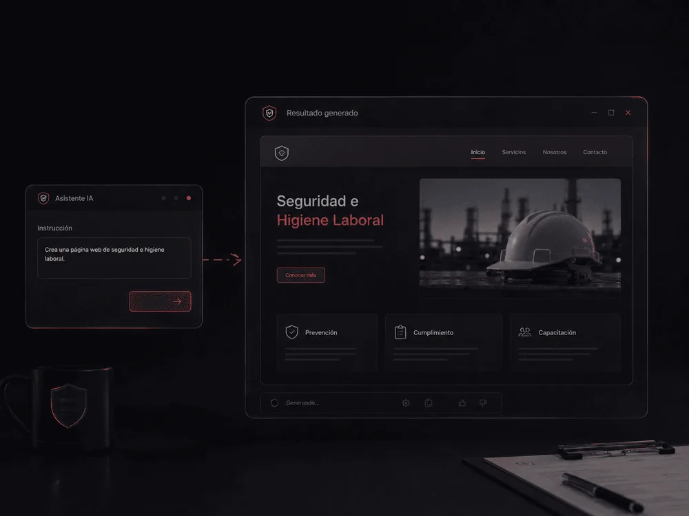 Prompt genérico: instrucción simple a una IA, resultado de página genérico